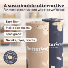Load image into Gallery viewer, Betterway Bamboo Paper Towels - 6 Rolls, 2 Ply - Plastic Free, Disposable Kitchen Paper Towels - Select Size, Tree Free, Compostable, Strong &amp; Absorbent - Sustainable Product w/Eco Friendly Packaging
