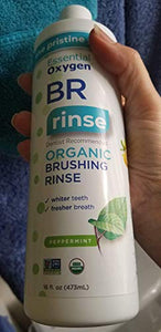 Essential Oxygen Certified BR Organic Brushing Rinse, All Natural Mouthwash for Whiter Teeth, Fresher Breath, and Happier Gums, Alcohol-Free Oral Care, Peppermint, 32 Ounce