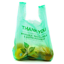 Load image into Gallery viewer, [100 Pack] Biodegradable Reusable Plastic T-Shirt Bag Eco Friendly Compostable Grocery Shopping Thank You Recyclable Trash Basket Bags
