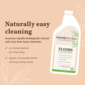 Naturally It's Clean Floor Enzyme Floor Cleaner | Safer For Pets and Kids | Powerful Plant Based Enzyme Formula Cleans Hardwood, Tile, and Floors Stain Free | 24 Gallon Rinse Free Concentrate | 1 Pack