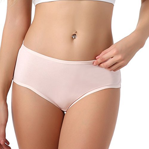 TEERFU 5Pack Womens Bamboo Brief Soft Underwear Breathable Panties 5Colors Large