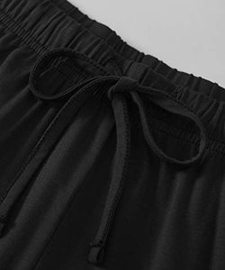 Latuza Women's Bamboo Viscose Pajama Bottoms Sleep Shorts with Pockets L Black