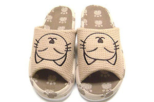 KNP260016S/Arch Support Wide Width Bamboo Cat House Slippers/US6-7,Wide/Beige/Brown