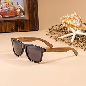 WOODIES Walnut Wood Sunglasses with Dark Polarized Lenses 100% UVA/UVB Ray Protection for Men and Women