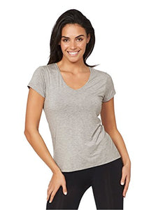 Boody Women’s V-Neck T-Shirt, Soft Comfortable Organic Bamboo Viscose, Short Sleeve Light Grey