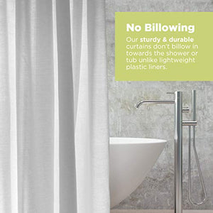 Bean Products Organic Cotton Stall Shower Curtain (White), [36" x 74"] | All Natural Materials - Made in USA | Works with Tub, Bath and Stall Showers
