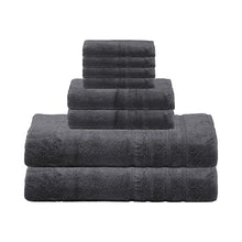 Load image into Gallery viewer, Mosobam 700 GSM Luxury Bamboo Viscose 8pc Extra Large Bathroom Set, Charcoal Grey, 2 Bath Towels Sheets 35X70 2 Hand Towels 16X30 4 Face Washcloths 13X13, Turkish Towel Sets, Quick Dry, Dark Gray
