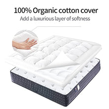 Load image into Gallery viewer, NEXHOME PRO Organic Cotton Queen Cooling Mattress Topper,Pillow Top Mattress Topper for Bed with Baffle Box Design,1500gsm Overfilled Extra Thick Breathable 400tc Plush &amp; Support Pad Cover
