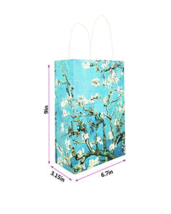 12 Eco-friendly Recyclable and Easily Biodegradable Gift Paper Bags,（9*6.7*3.15in） World Famous Painting Pattern Gift bags,Paper Bag with Handle， Suitable for Children's Birthday, Wedding, Crafts, Party Supplies.