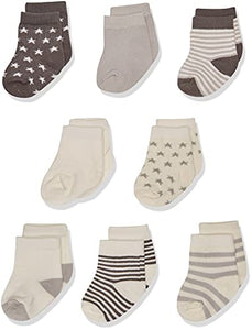Touched by Nature Baby Organic Cotton Socks, Charcoal Stars, 0-6 Months