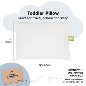 2-Pack Toddler Pillow - Soft Organic Cotton Toddler Pillows for Sleeping - 13X18 Small Pillow for Kids - Kids Pillows for Sleeping - Kids Pillow for Travel, School, Nap, Age 2 to 5 (Soft White)