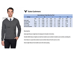 State Cashmere Essential V-Neck Sweater - Long Sleeve Pullover for Men Made with 100% Pure Cashmere Sourced from Inner Mongolia Goats - Soft, Lightweight & Versatile - (Undyed White, Medium)
