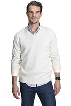 Load image into Gallery viewer, State Cashmere Essential V-Neck Sweater - Long Sleeve Pullover for Men Made with 100% Pure Cashmere Sourced from Inner Mongolia Goats - Soft, Lightweight &amp; Versatile - (Undyed White, Medium)
