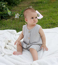 Load image into Gallery viewer, Infant Newborn Baby Boys Girls Cotton Linen Romper Summer Jumpsuit Sleeveless Overalls Clothing Set Gray
