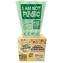 Load image into Gallery viewer, Holy Scrap! Compostable Trash Bags Small - Pack of 100 - Kitchen Compost Bags 2.6 Gallon Trash Bags - Compost Biodegradable Bags 1-3 Gallon Countertop Garbage Bin - Bathroom Bio Mini Trash Can Liners
