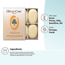 Load image into Gallery viewer, Olivia Care Bath &amp; Body Bar Mandarin Soap 4 Pack Gift Box Organic, Vegan &amp; Natural Contains Olive Oil Repairs, Hydrates, Moisturizes &amp; Deep Cleans Good for Sensitive Dry Skin Made in USA

