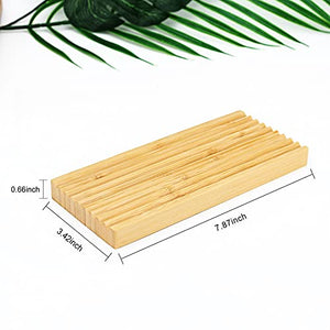 Bamboo Soap Dish Holder - Soap Saver - Natural Bamboo Wood Soap Dish with Drain Tray for Shower Bathroom Bathtub Kitchen Extend Soap Life (1Pcs)