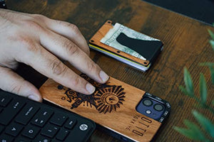 Wooden Credit Card Holder Wallet – with RFID Protection –Minimalistic Design - Slim Wallet with Money Clip for Men and Women - (Bamboo)