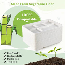 Load image into Gallery viewer, ECOLipak 100% Compostable 5 Compartment Plates , 100 Pack Disposable Compartment Paper Plates, 12.5*8.6 inch Biodegradable Sugarcane Plates, Eco-Friendly School Lunch Trays
