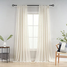 Load image into Gallery viewer, VOILYBIRD Natural Linen Semi Sheer Curtains Tab Top Light Filtering Elegant Curtains &amp; Drapes for Living Room 52 x 84 Inch Length, Set of 2 Panels
