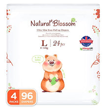 Load image into Gallery viewer, Natural Blossom Easy Pull-up Diaper Pants | Size (4) 2T-3T (20-31 lbs) | 96 Count (24ea*4packs) | Vegan - Super Soft - Hypoallergenic - Ultra-Slim
