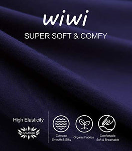 WiWi Bamboo Pajamas Set for Women Long Sleeve Sleepwear Soft Loungewear Pjs Jogger Pants with Pockets S-XXL, Navy, Medium