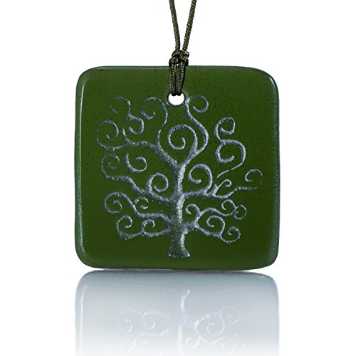Moneta Jewelry, Recycled Glass Tree of Life Pendant Necklace, Handmade, Fair Trade, Unique Gift (Green)