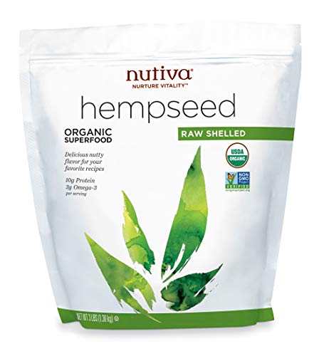 Nutiva Organic Raw Shelled Hempseed from non-GMO, Sustainably Framed Canadian Hemp, 3 Pound