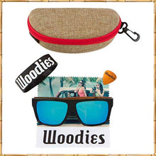 Load image into Gallery viewer, WOODIES Polarized Zebra Wood Aviator Wrap Sunglasses for Men and Women | Ice Blue Polarized Lenses and Real Wooden Frame | 100% UVA/UVB Ray Protection
