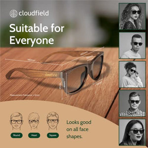 Cloudfield Wood Frame Sunglasses for Men and Women - Handcrafted using Bamboo with 9-Layer Polarized Lenses and Double Layer of UV Blocking Coating - Perfect for any Outdoor Activities - Brown