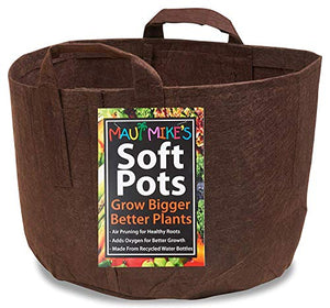 Soft POTS (3 Gallon) (5 Pack) Best Aeration Fabric Garden Pots from Maui Mike's. Thicker Hemp Material and Recycled from Plastic Water Bottles. Eco Friendly.