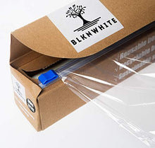 Load image into Gallery viewer, BlknWhite Certified Compostable Cling Wrap with Slide Cutter - 12&quot; Wide by 197 feet. ASTM 6400 Certified Biodegradable Cling Wrap. Great Alternative to Beeswax Wraps or Plastic Wrap.
