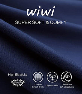 WiWi Womens Bamboo Pajamas Set 2 Piece Short Sleeve Top with Long Pants Pjs Sleepwear Lightweight Loungewear S-XXL, Dark Blue, Medium