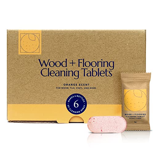 CLEANOMIC Wood and Flooring Cleaning Tablets (6 Pack) - All-Purpose Multi-Surface Household Cleaner Tablets (Orange Scent)