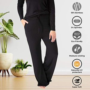 Mothera Bamboo Drawstring Lounge Pants for Women | Comfy and Soft Maternity Pajama Pants | M/L Black