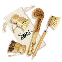 Load image into Gallery viewer, LESES Dish Brush Natural Bamboo Dish Scrub Brush Set with Handle 100% Plastic Free Eco Friendly Cleaning Brushes for Kitchen Cleaning Dish, Bottle, Pots, Pans
