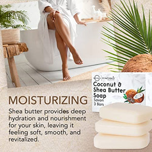 O Naturals 3-Pack Organic Coconut & Shea Butter Soap Bar 4oz each Set - 100% Vegan Cold Process Bar Soap Scented Premium Essential Handmade Soap - Natural Soap for Men Women, Face, Body