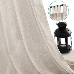 H.VERSAILTEX Natural Effect Extra Long Curtains Made of Linen Mixed Rich Material, Tab Top Curtains Pair Window Curtains/Drape/Panels for Bedroom (Set of 2, 52 by 108 Inch, Angora)