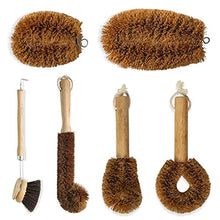 Load image into Gallery viewer, SKARBY Mega Eco Brush Collection - Set of 6 Natural Wooden &amp; Tawashi Brushes for Kitchen and Household Use - Zero Waste &amp; Plastic Free - Dish Scrub Brush Bottle Brush Pot Pan &amp; Vegetable Brushes
