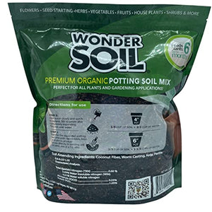 WONDER SOIL Organic Potting Soil | Ready to Plant Coco Coir Fully Loaded with Nutrients | 3 LBS Bag Expands to 12 Quarts of Indoor Outdoor Soil for Gardens & Plants | Incl Worm Castings, Perlite