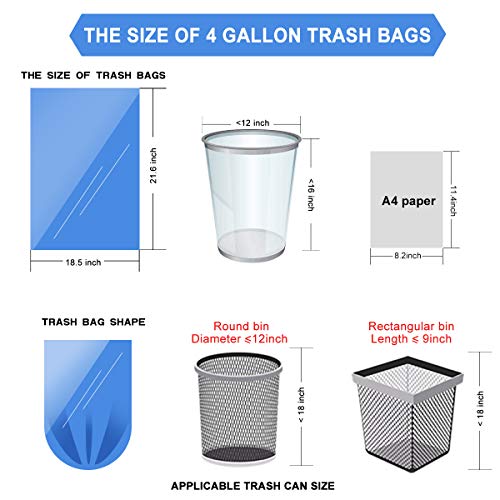 4 Gallon Wastebasket Bags Garbage Bags,Small Trash Bags for  Office,Kitchen,Bedroom,100 Count