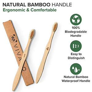 VIVAGO Biodegradable Bamboo Toothbrushes 10 Pack - BPA Free Soft Bristles Toothbrushes, Eco-Friendly, Compostable Natural Wooden Toothbrush