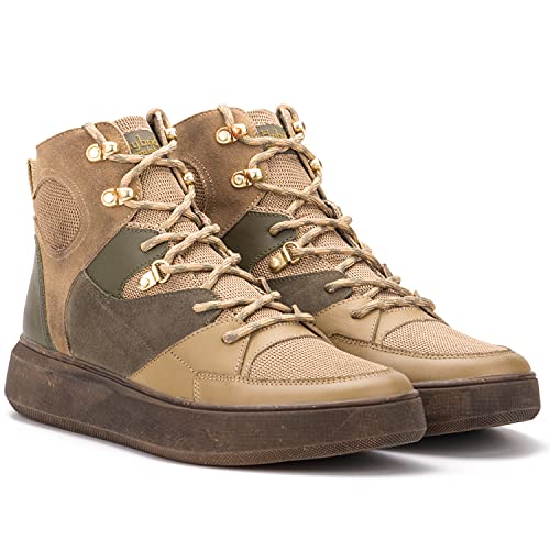 Hybrid Green Label Men's Globetrotter High Top Athletic Casual Tennis Hiking Walking Working Shoes, Sneakers and Boots; Size 9