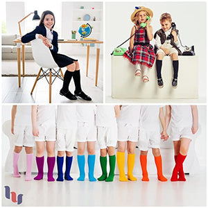 Hugh Ugoli Knee High Socks for Kids Girls Boys & Toddlers, Solid Color Long School Uniform Socks, Soft Breathable & Comfortable Bamboo Socks 3-14 Years Old | 3 Pairs | Black | 9-11 Years