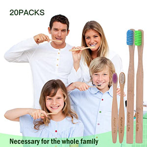 Apical Life Bamboo Toothbrush for Adult and Kids, Biodegradable Eco-Friendly Natural Organic Bamboo Charcoal Toothbrushes, BPA Free Medium Soft Bristles