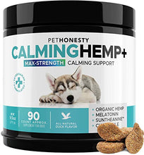 Load image into Gallery viewer, PetHonesty Advanced Calming Hemp Treats for Dogs - All-Natural Soothing Snacks with Hemp + Valerian Root, Stress &amp; Dog Anxiety Relief - Aids with Thunder, Fireworks, Chewing &amp; Barking
