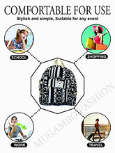 Load image into Gallery viewer, Eco Friendly Set Of Mini Backpack + Pen case + Coin Purse Hemp University Light Weight Backpack For Girl (Black &amp; White)

