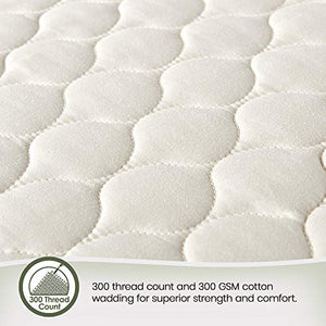 Whisper Organics, 100% Organic Cotton Mattress Protector - Quilted Fitted Mattress Pad Cover, GOTS Certified Breathable Mattress Protector - Ivory Color, 17" Deep Pocket (Ivory, Queen Bed Size)