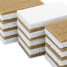 Load image into Gallery viewer, Natural Sponge - 12 Pack - Eco Friendly Scrub Sponges for Kitchen - Non Scratch Plant Based Scrubber Pads for Cleaning Dishes - Odor Free Non Smell - Compostable Biodegradable Cellulose &amp; Sisal Fiber
