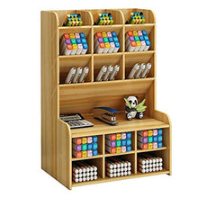 Load image into Gallery viewer, Wooden Desk Organizer, Large Capacity DIY Pen Holder Storage Box Desktop Stationary Storage Rack, Pen Organizer Caddies for Office, Home and School Supplies (B15-Cherry Color)
